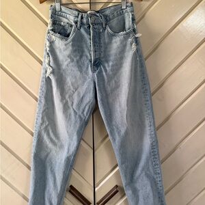 Agolde  90’s crop High Waist in Nerve light wash with distressing Jeans size 26